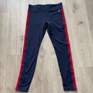 Tory Burch Sport Navy Multicolor Side-Striped Leggings Size Large NEW